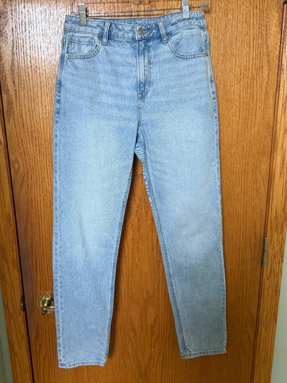 American Eagle Mom Jeans Light Wash High Rise Denim Size 6 LONG